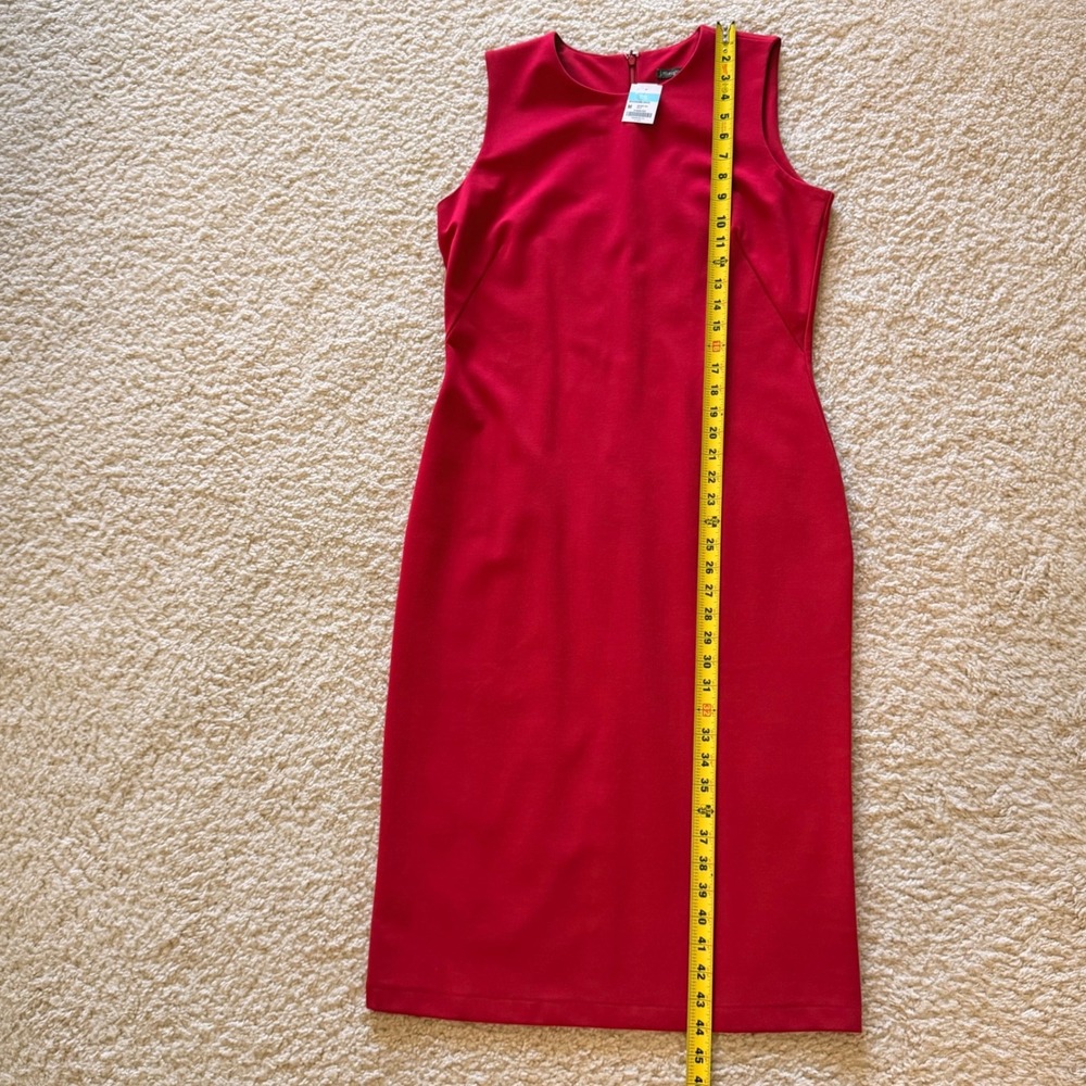 J.McLaughlin Devonshire Dress Holiday Red‎ Sleeveless Sheath Midi Womens Size M - Picture 6 of 10
